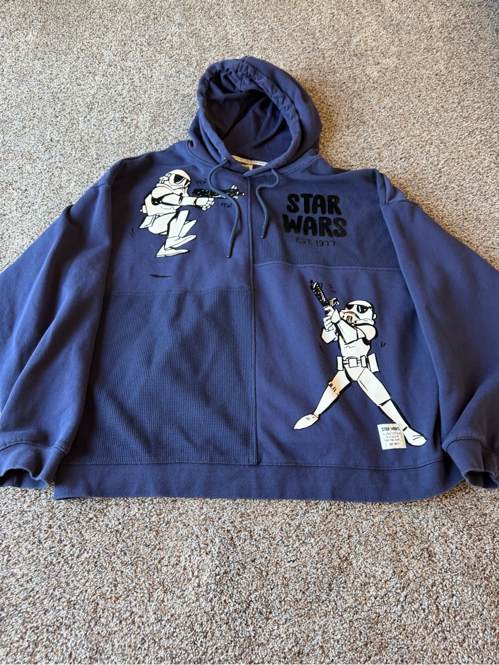 Disney Star Wars Stormtrooper Pew Pew Patchwork Graphic Hoodie Blue XL